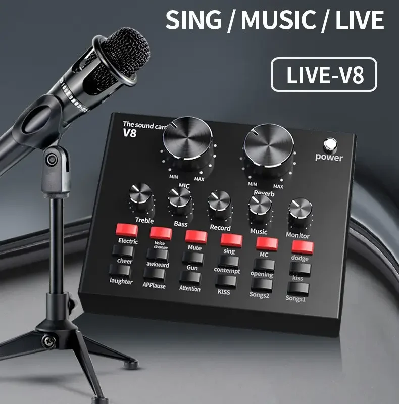 V8 Sound Card Live Broadcast Equipment Set